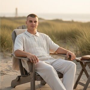 Crazy Horse Claiborne Men’s XL Textured Cream Polo Shirt